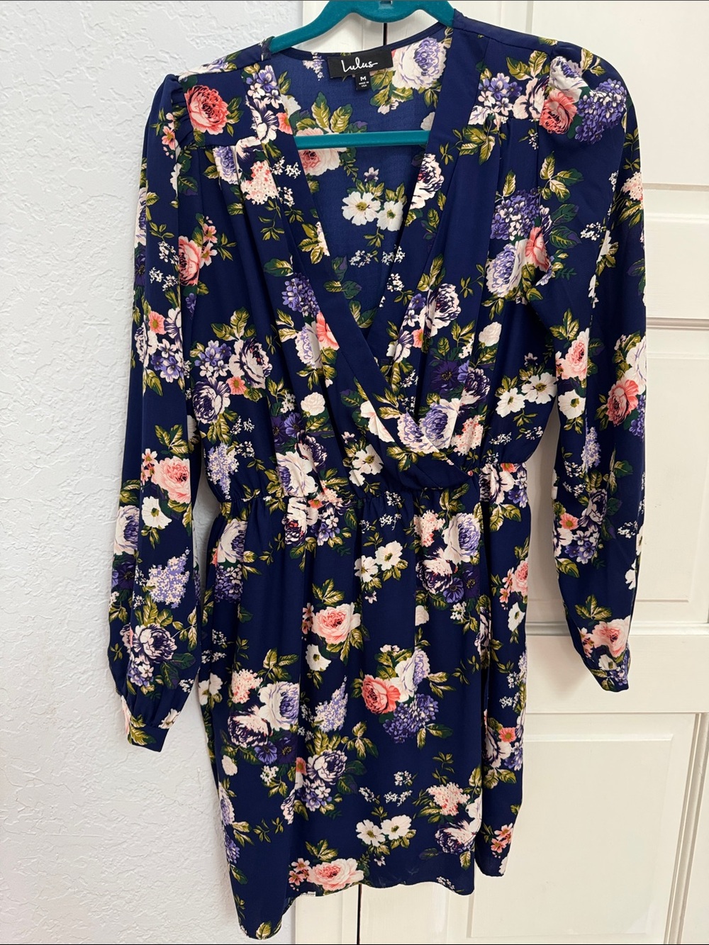Lulu's Navy Floral Long Sleeve Dress